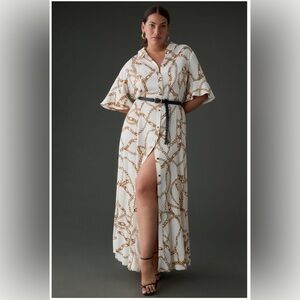 Anthropologie Maeve Printed Short-Sleeve Shirt Dress, 1X